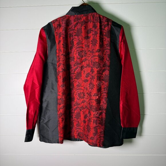 NWT Koos of Course! 2 pc Set Jacket Tank Top Large Red Black Floral 100% SILK - Picture 3 of 14